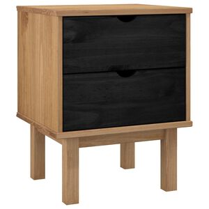 vidaXL Noćni ormarić OTTA Crna 45 x 39 x 57 cm Masivna borovina