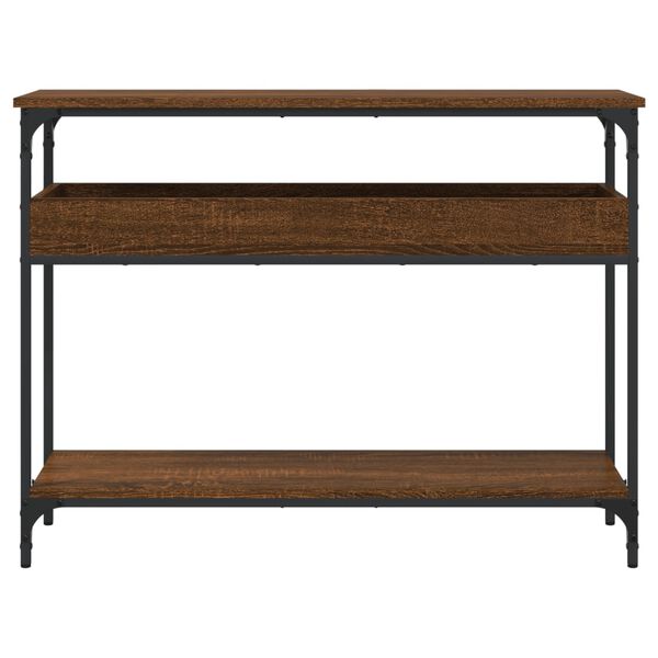 vidaXL Konzolni stol s policama smeđa boja hrasta 100x29x75 cm drveni