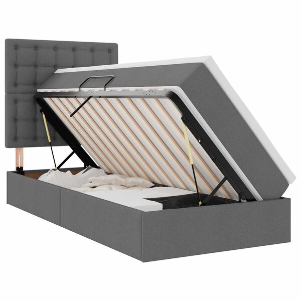 vidaXL Krevet s prostorom za pohranu s LED-om Tamno siva 90 x 190 cm