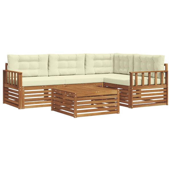 vidaXL Set vanjskih sofa s jastukom 5 pcs Prirodna i krem