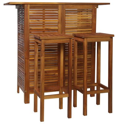 vidaXL 3-dijelni set barskog stola i stolica od masivnog bagremovog drva