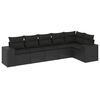 vidaXL 6-dijelni set vrtnih sofa s jastucima crni od poliratana