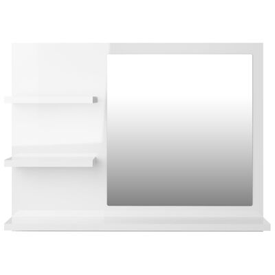 vidaXL Kupaonsko ogledalo visoki sjaj bijelo 60 x 10,5 x 45 cm drveno