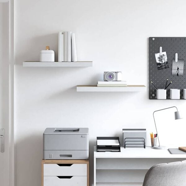 vidaXL Plutajuće zidne police 2 kom hrast i bijele 60x23,5x3,8 cm MDF