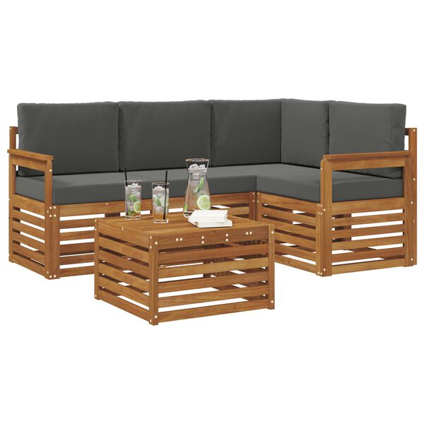 vidaXL Setovi namje&scaron;taja 5 pcs Prirodna i antracit Konstruirano drvo