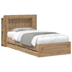 vidaXL Krevetna konstrukcija s pohranom i uzglavljem Hrast artisan