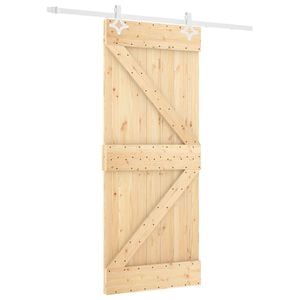 vidaXL Klizna vrata Prirodna i bijela 80 x 210 cm Masivna borovina