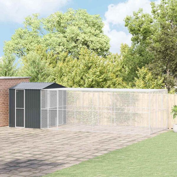 vidaXL Kavez za ptice Antracit 845 x 304 x 247 cm Cinkani čelik