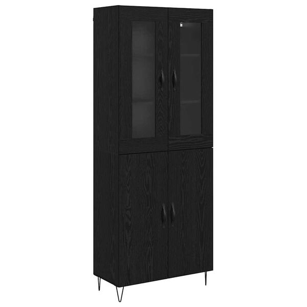 vidaXL Highboard Bijeli i crni hrast 69,5 x 34 x 180 cm