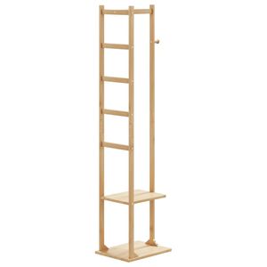 vidaXL Vje&scaron;alica za kapute s kukama i policama 38,5x30x156 cm bambus