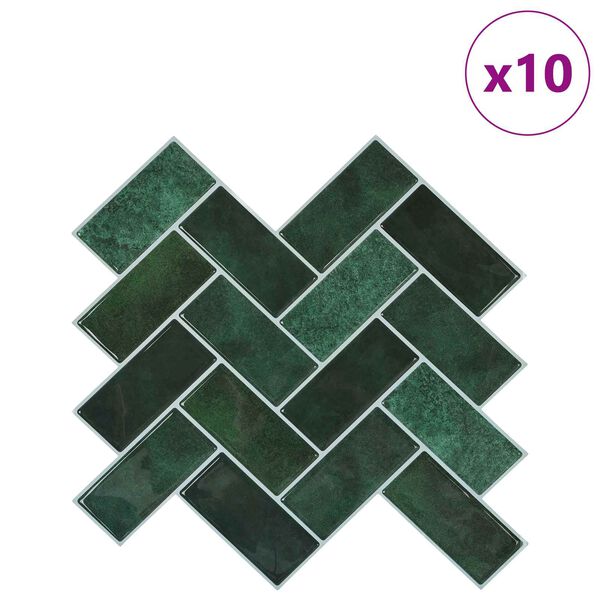 vidaXL Pločica riblja kost 10 pcs Tamnozelena 30 x 30 cm