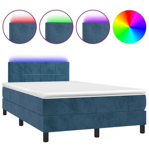 vidaXL Krevet box spring s madracem LED tamnoplavi 120x200 cm bar&scaron;un