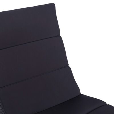 vidaXL Ležaj za sunčanje od poliratana s jastukom crni