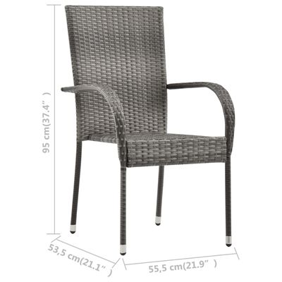 vidaXL Složive vrtne stolice od poliratana 4 kom sive