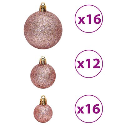 vidaXL Božićne kuglice 100 kom ružičaste i ružičastozlatne 3/4/6 cm