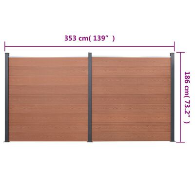 vidaXL Set panela za ogradu smeđi 353x186 cm WPC