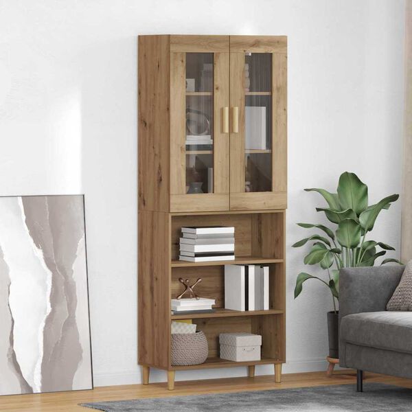 vidaXL Highboard Umjetnički hrast 69,5 x 34 x 180 cm