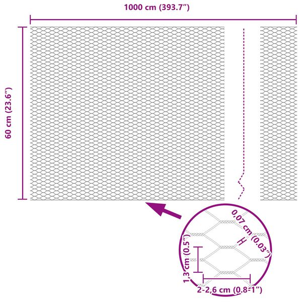 vidaXL Heksagonalna ograda Zelena 0,6 x 10 m PVC