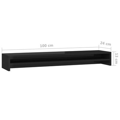 vidaXL Stalak za monitor visoki sjaj crni 100 x 24 x 13 cm od iverice