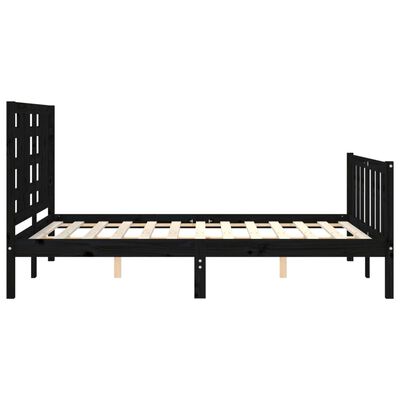 vidaXL Okvir za krevet s uzglavljem crni 140x200cm od masivnog drva