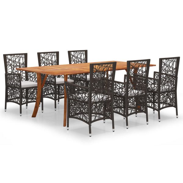 vidaXL 7-dijelni vrtni blagovaonski set smeđi