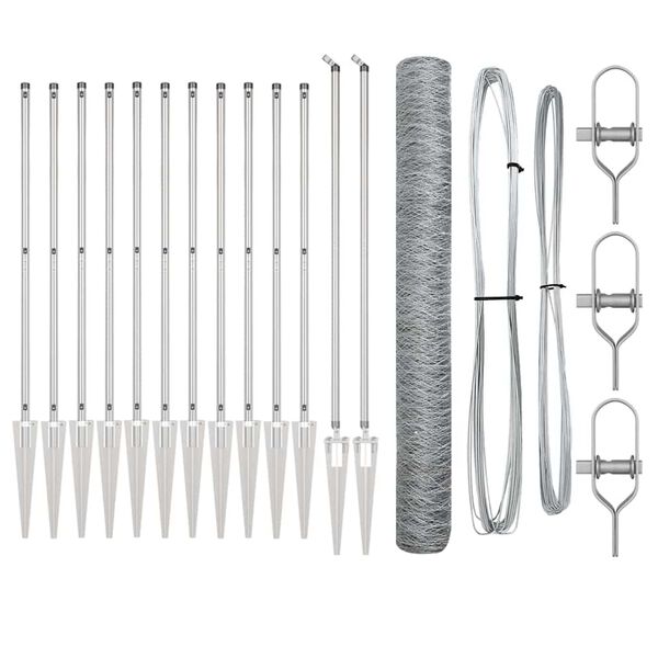 vidaXL Stup za ogradu Srebrno 25 x 1,2 m (mreža 50 mm) Čelik