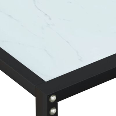 vidaXL Konzolni stol boja bijeli mramor 140x35x75,5 cm kaljeno staklo
