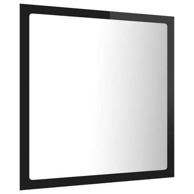 vidaXL LED kupaonsko ogledalo visoki sjaj crno 40x8,5x37 cm akrilno