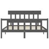 vidaXL Okvir kreveta s uzglavljem sivi veliki bračni od masivnog drva