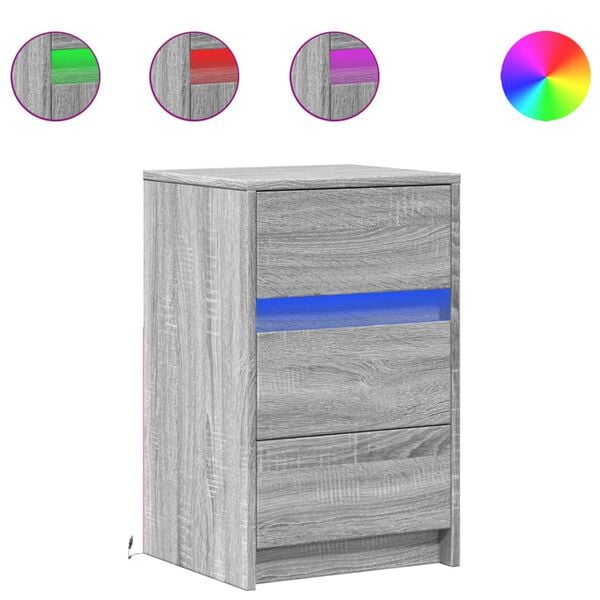 vidaXL Noćni ormarić s LED svjetlima boja hrasta sonome