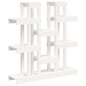 vidaXL Stalak za biljke bijeli 104,5 x 25 x 109,5 cm masivna borovina