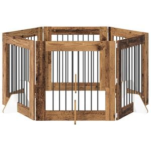 vidaXL Vrata za pse s postoljem 6 pcs Staro drvo 80 x 80 cm