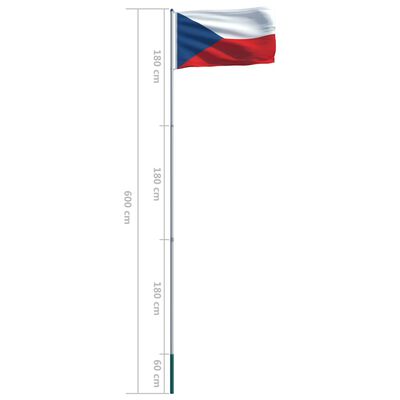 vidaXL Češka zastava s aluminijskim stupom 6 m