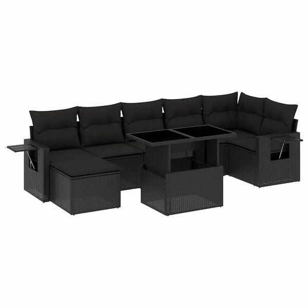 vidaXL 8-dijelni set vrtnih sofa od poliratana s jastucima crni