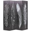 vidaXL Sklopiva sobna pregrada s uzorkom pera 160 x 170 cm crno-bijela