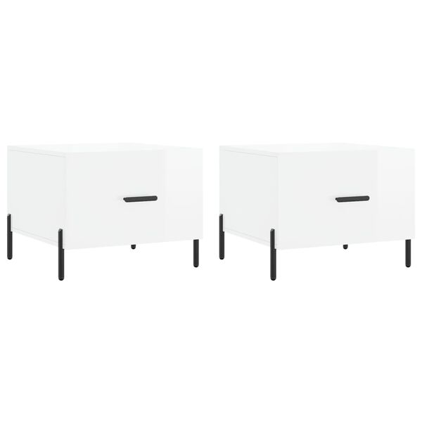 vidaXL Stolići za kavu 2 kom sjajni bijeli 50x50x40 konstruirano drvo