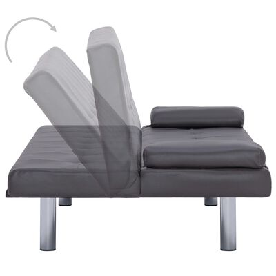 vidaXL Kauč na razvlačenje od umjetne kože s dva jastuka sivi