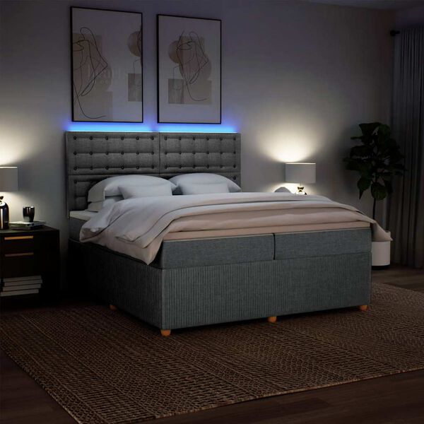 vidaXL Krevet s oprugama i madracem svjetlosivi 200 x 200cm od tkanine