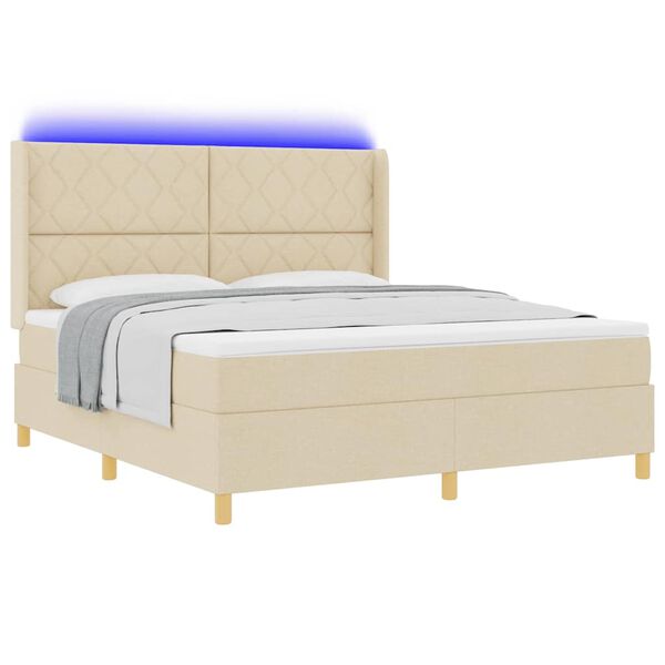 vidaXL Krevet s opruga kutije s madracem Krema 180 x 200 cm tkanina