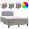 vidaXL Krevet box spring s madracem LED svjetlosivi 120x200 cm bar&scaron;un