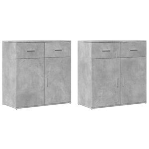 vidaXL Komoda 2 kom siva boja betona 79x38x80 cm od konstruiranog drva