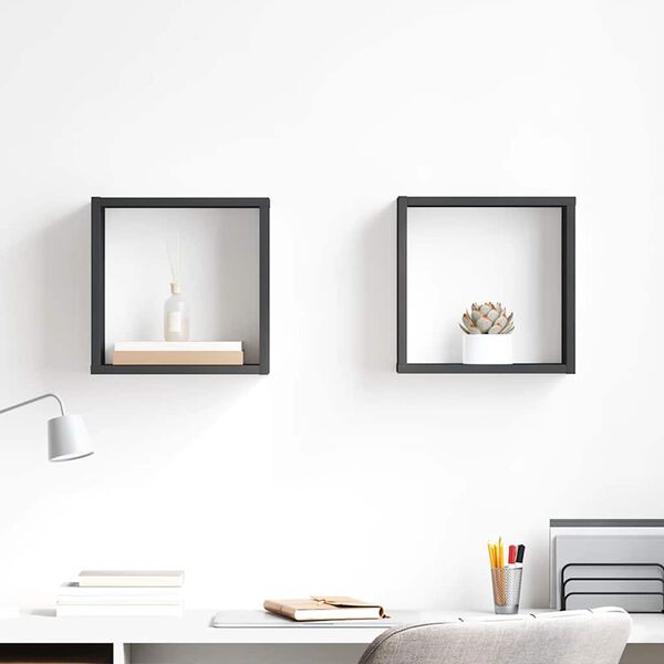 vidaXL Kockaste zidne police 2 kom sive 30 x 15 x 30 cm