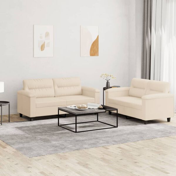 vidaXL 2-dijelni set sofa s jastucima bež od mikrovlakana