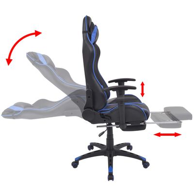 vidaXL Podesiva igraća uredska stolica s osloncem za noge plava