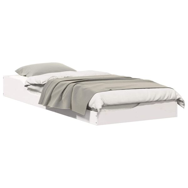 vidaXL Krevetna konstrukcija Bijelo 100 x 220 cm Čvrsto borovo drvo