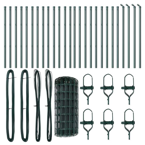 vidaXL Ograda s postovima Zelena 0,4 x 50 m Čelik i PVC