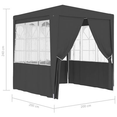 vidaXL Profesionalni šator za zabave 2 x 2 m antracit 90 g/m²