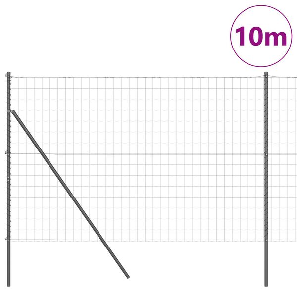 vidaXL Ograda s postovima Siva 1,5 x 10 m Čelik i PVC