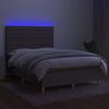vidaXL Krevet box spring s madracem LED smeđesivi 140x200 cm tkanina
