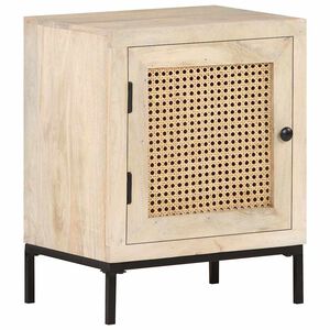 vidaXL Noćni ormarić 40x30x50 cm masivno drvo manga i prirodna trska